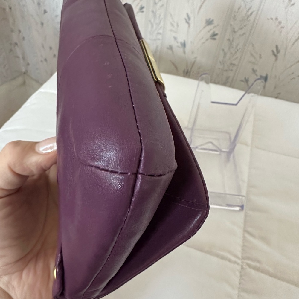 Coach Plum Leather Wristlet with Gold Accents - Picture 7 of 13